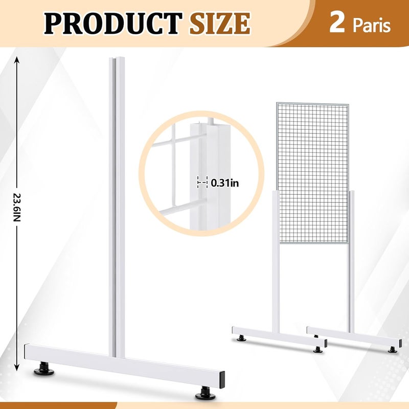 Yaocom Set of 2 Pairs Slide-on Grid Legs T Base Rectangular Tube T-Shape Grid Wall Panel Legs, No Hardware Needed(White,17.7 x 24 Inch) - Image 2